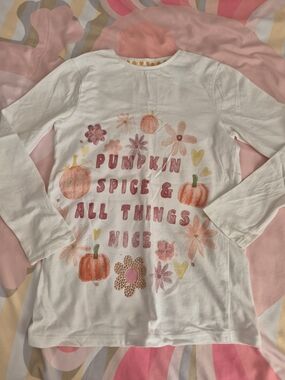 Girls' White Pumpkin Spice Graphic Long-Sleeve Tee